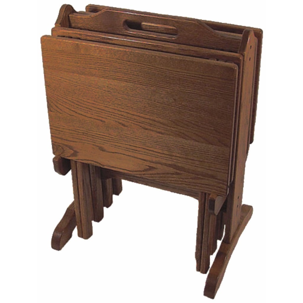 Oak tv top tray set