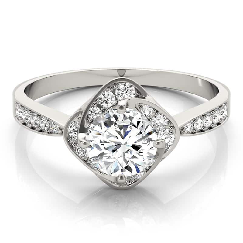 Auriya 14k White Gold Lab Grown Round Diamond Halo Engagement Ring 0.50 to 5.00 ct. tw. (F-G VS)