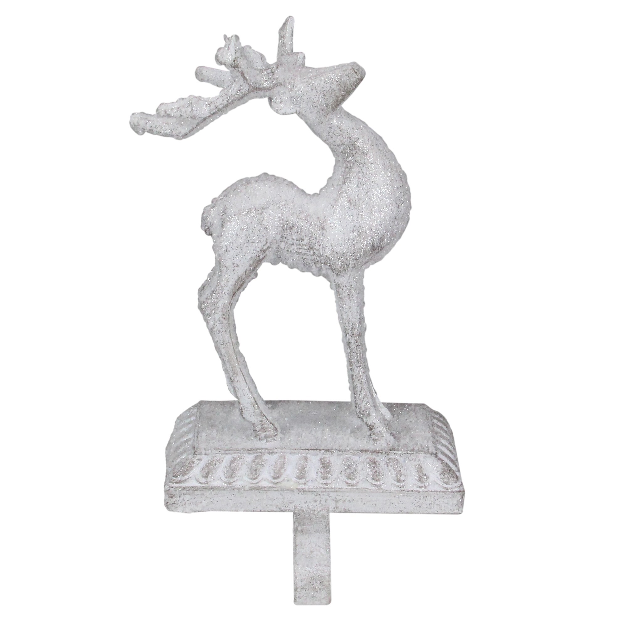 Shop 9 Elegant White Reindeer Frosted With Glitter Head Held High Christmas Stocking Holder Overstock 28084334