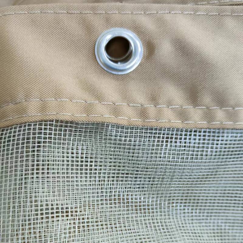 Anmytek 10x10 Ft Gazebo Replacement Mosquito Netting with Double Zippered Doors Fine Mesh Tan Trim