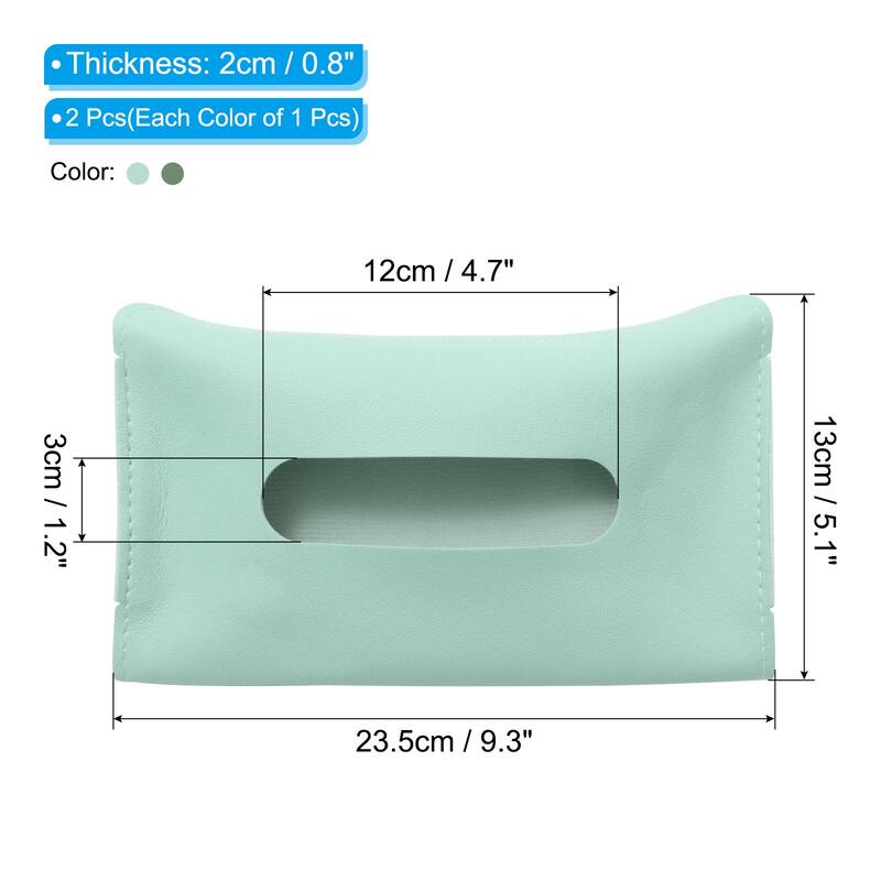 Car Tissue Holder Set, 2 Pcs Napkin Dispenser with Elastic Strap - 23.5x13x2cm - Blue Green