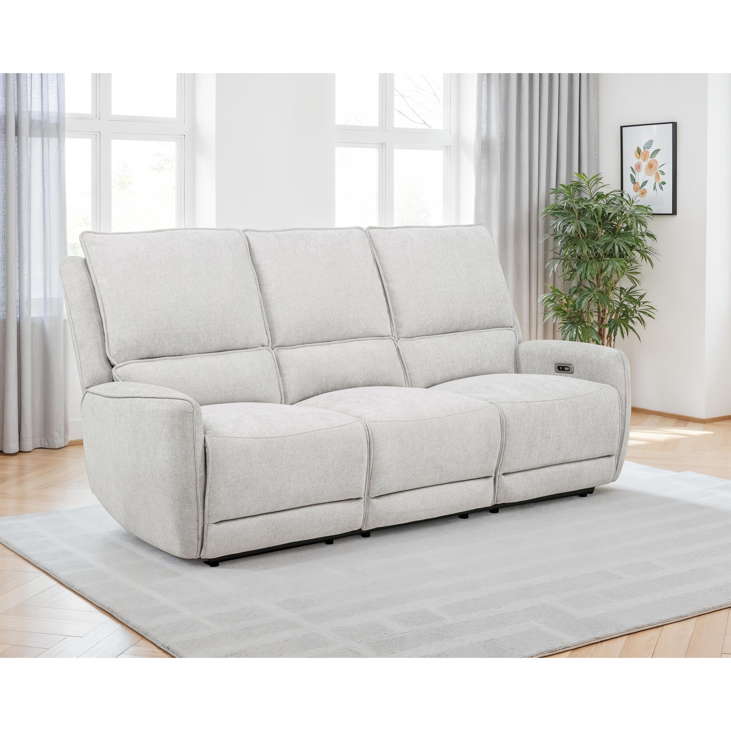 Sylmar Chenille Upholstered Power Reclining Sofa Dove Grey