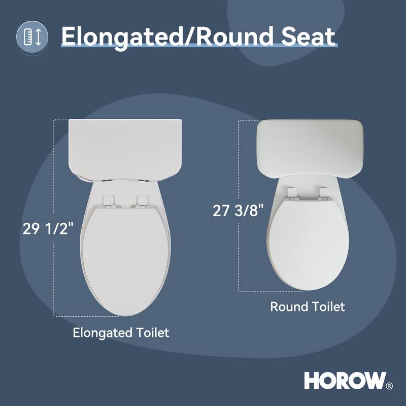 HOROW 2 Piece ADA Height Single Flush Elongated Toilet White 1.28 GPF Strong Flush Soft Close Seat - 17 Inch
