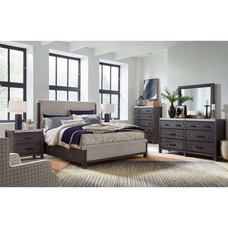 Magnussen Home Plum Creek Ravenwood Black Upholstered Panel Bed