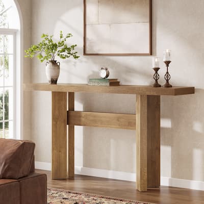 Long Wooden Sofa Table Behind Couch