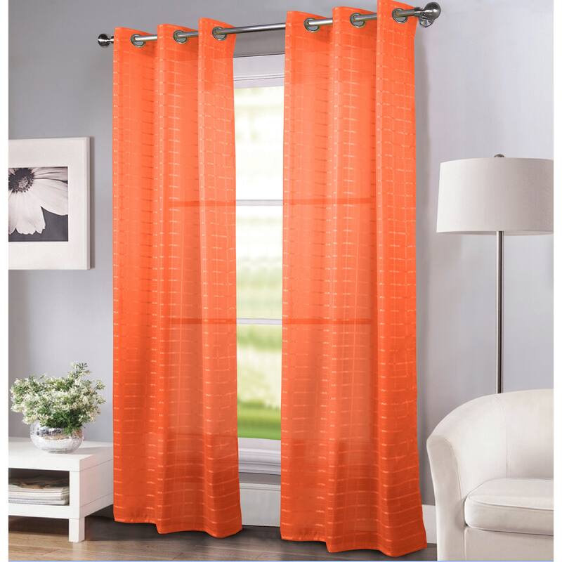 Porch & Den Modena Box Voile 90-inch Grommet Curtain Panel - Coral