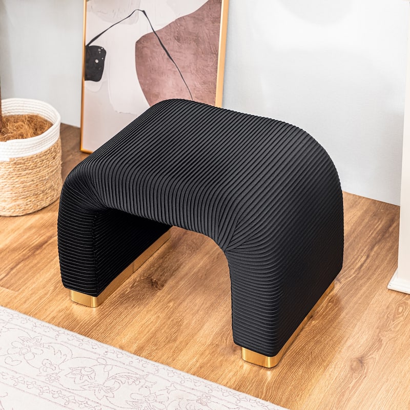 Adeco Arched Ottoman Bench with Pleated Design