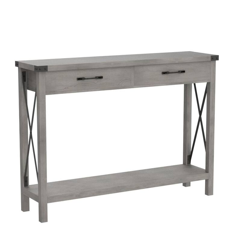 31-inch Side Table Suitable for Entrances, Hallways, and Living Rooms Two-Tier - Grey
