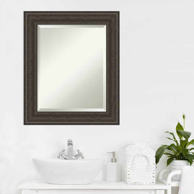 Beveled Bathroom Wall Mirror - Shipwreck Greywash Frame