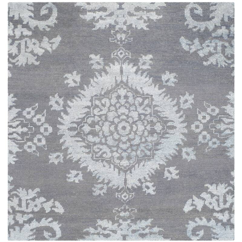 SAFAVIEH Hand-knotted Stone Wash Theddy Modern Wool Rug - 6' Square - Grey
