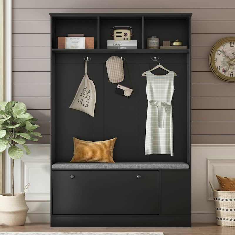 Entryway Bench With Coat Rack