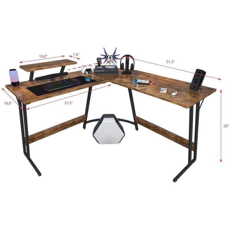 Homall L Shaped Gaming Desk Computer Corner Desk Pc Desk Table - Brown