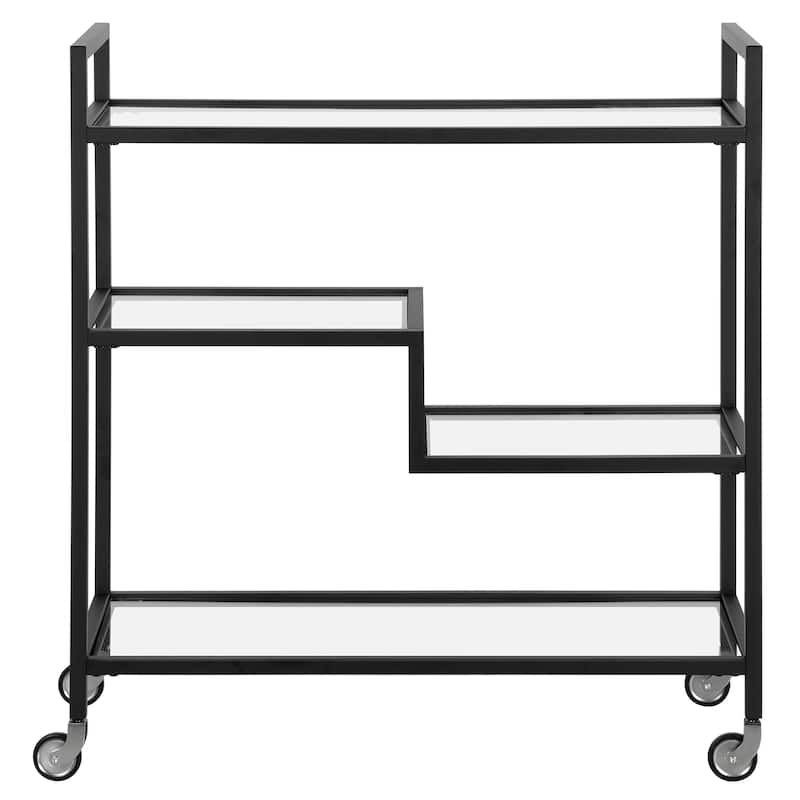 Lovett 33" Wide Rectangular Bar Cart with Glass Shelves