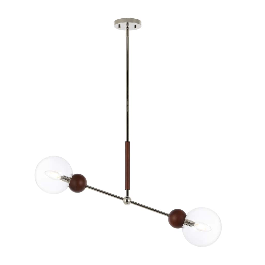 SAFAVIEH Lighting Sirine Extendable Pendant - 31 In. W x 6 In. D x 26-56 In. H - Dark Walnut/Nickle - 31Wx6Dx56H