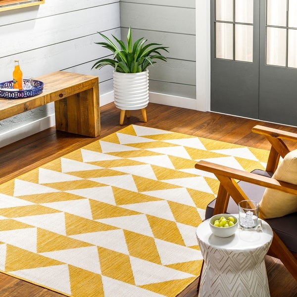 slide 2 of 6, Artistic Weavers Elegia Indoor/ Outdoor Chevron Area Rug Yellow - 5'3" x 7'