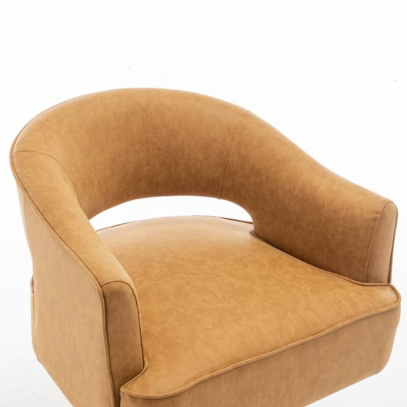 SEYNAR Modern PU Leather 360 Degree Swivel Accent Barrel Chair Set of 2