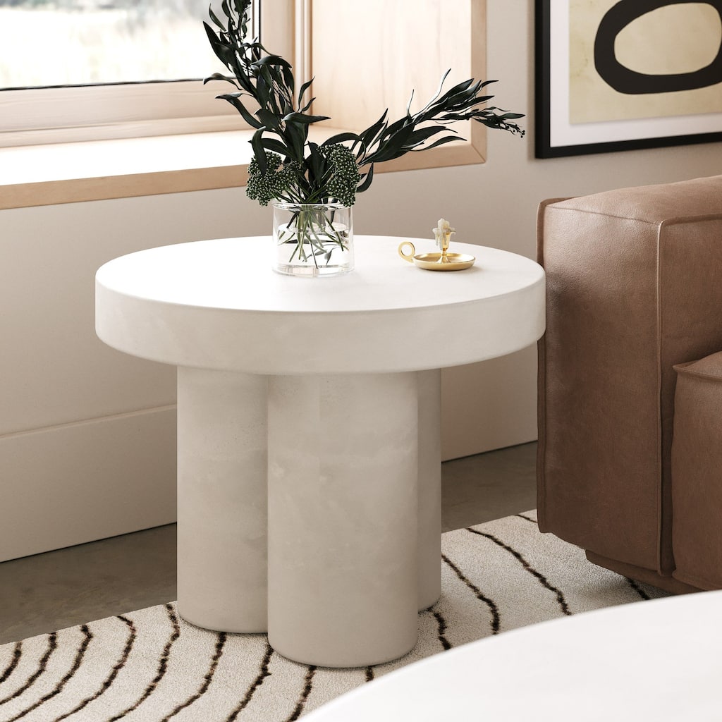 Modrest Bruni Modern White Concrete End Table