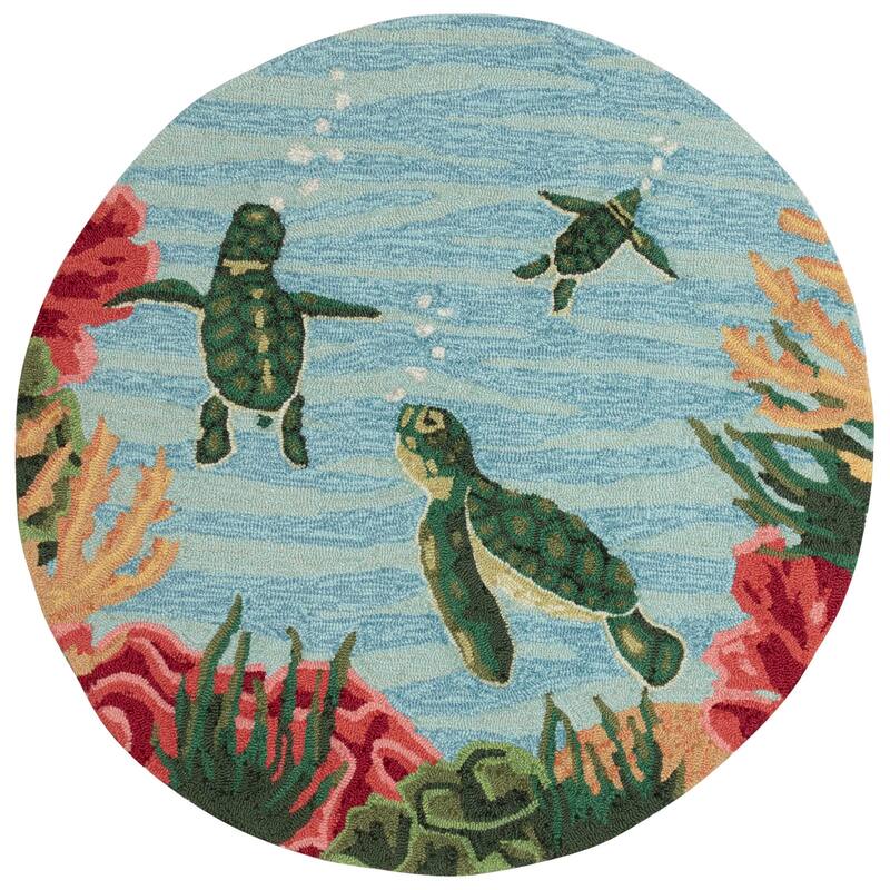 Liora Manne Frontporch Swimming Baby Turtles Indoor/Outdoor Area Rug