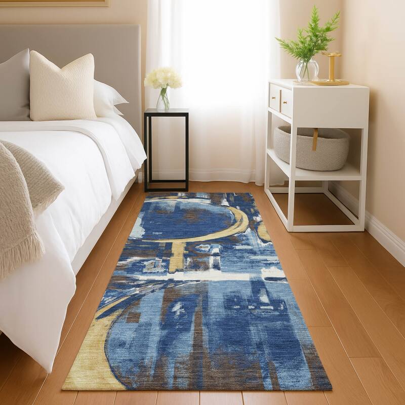 Machine Washable Indoor/ Outdoor Modern Erie Chantille Rug