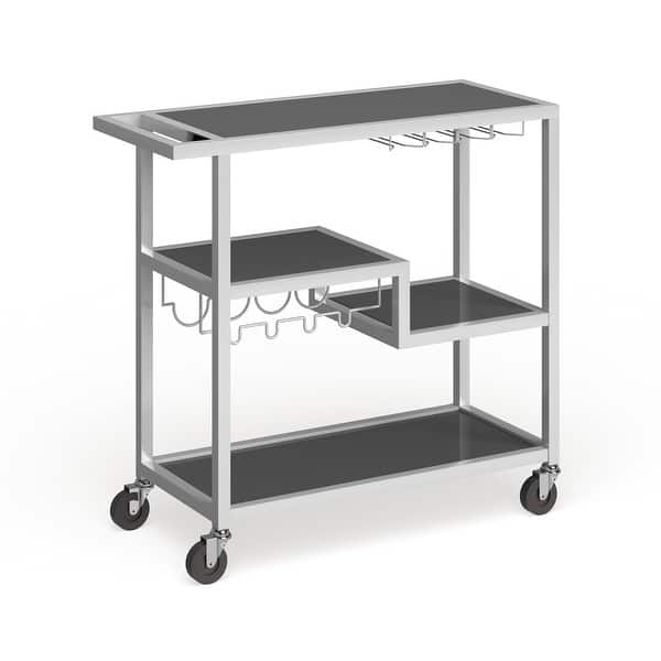 slide 2 of 10, SEI Furniture Glenn White Metal Bar Cart Iron/Glass - White