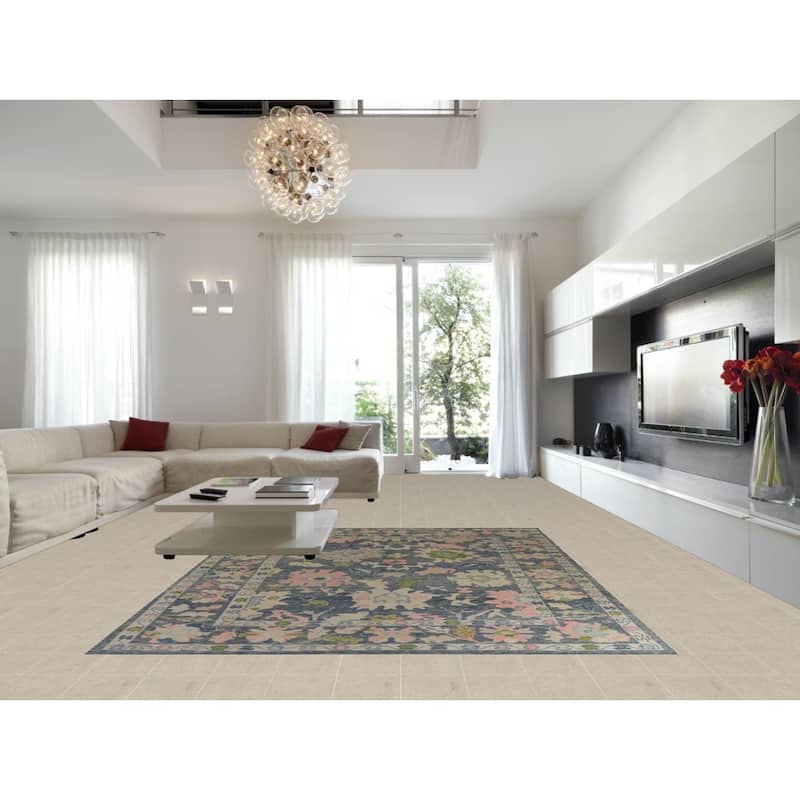 Hand Knotted Oriental 100% Wool Carpet Transitional All-Over Navy Blue & Blues Oushak Area Rug - 11' 7'' X 9' 3''