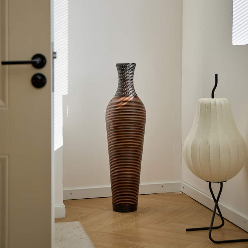 Hand-Woven PVC Rattan Floor Vase