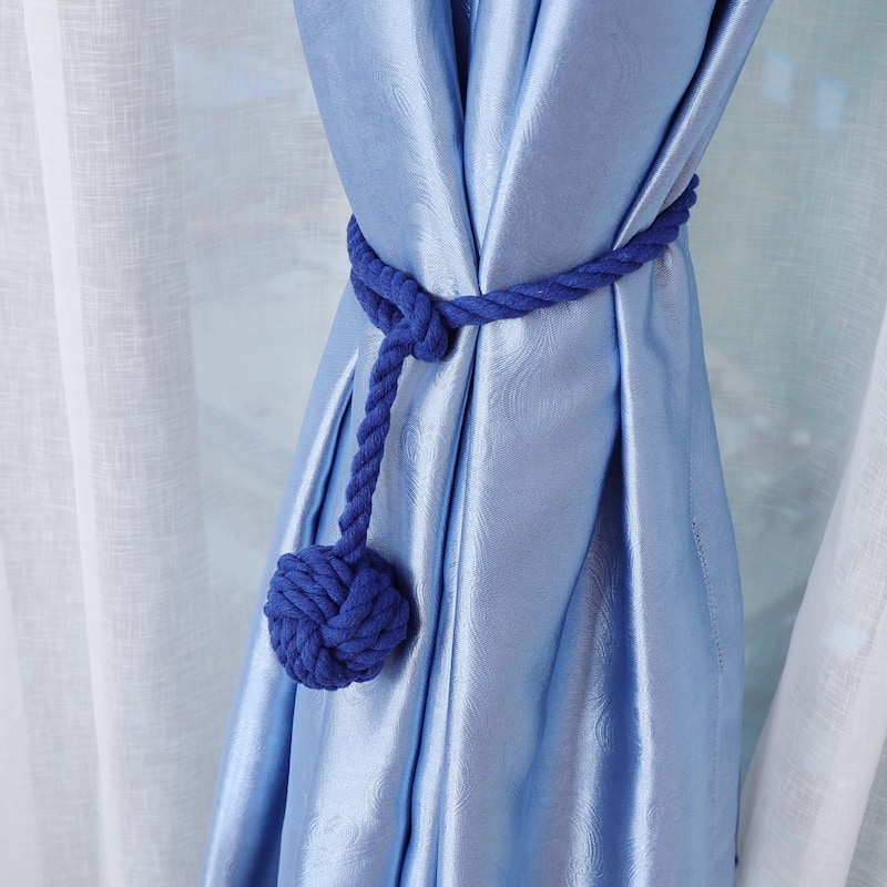 Curtain Tieback 24 Inch Holdback Decorative Rope Curtain Holder Blue - 1pcs