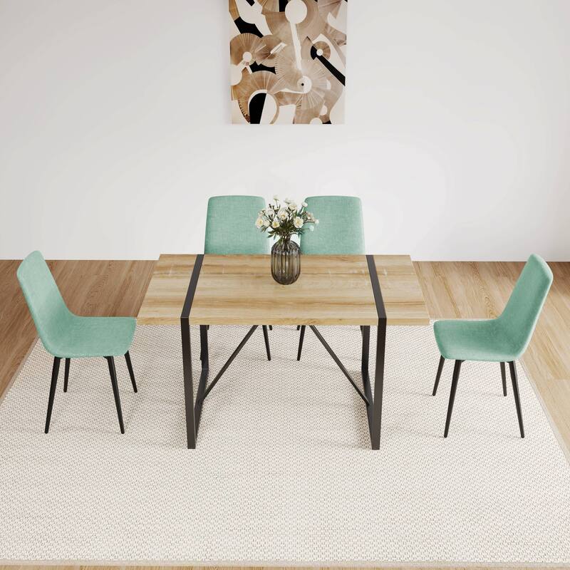 Set of 4 Modern Upholstered Dining Accent Chairs with Metal Legs