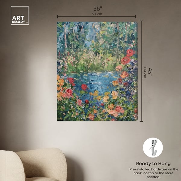 dimension image slide 4 of 5, Art Remedy Serene Escape Gallery Wrapped Impressionism 1 Piece Canvas Wall Art /Monet And Van Gogh Inspired Art
