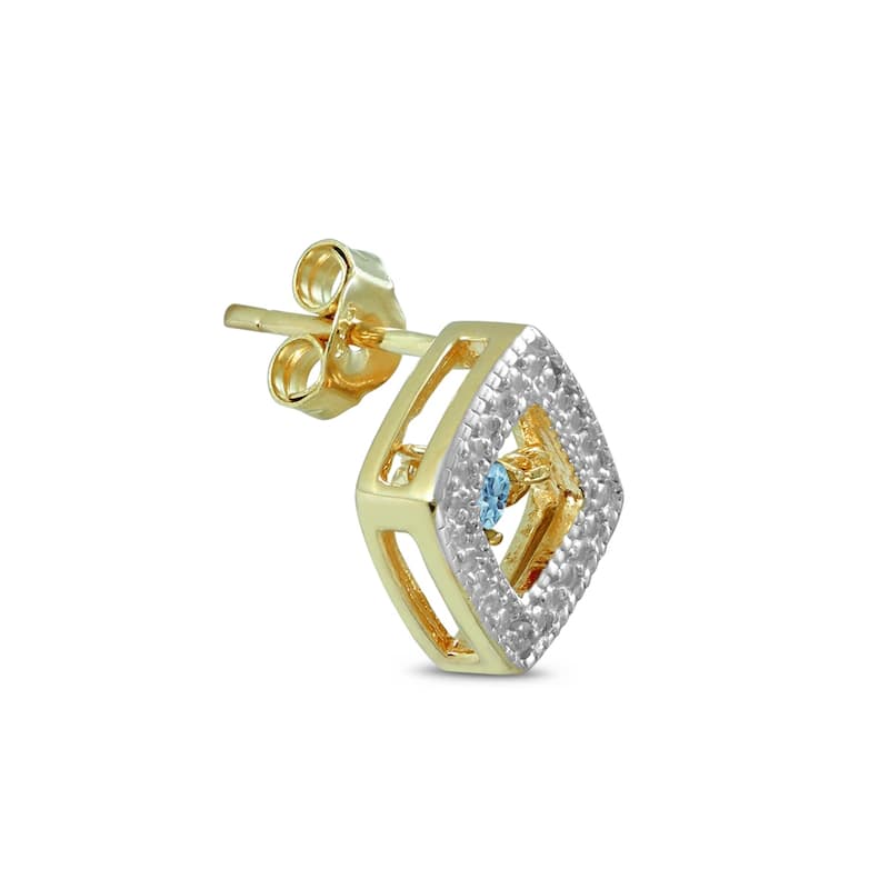 Marquee BlueTopaz and Diamond Dancer Earrings in .925 Sterling Silver