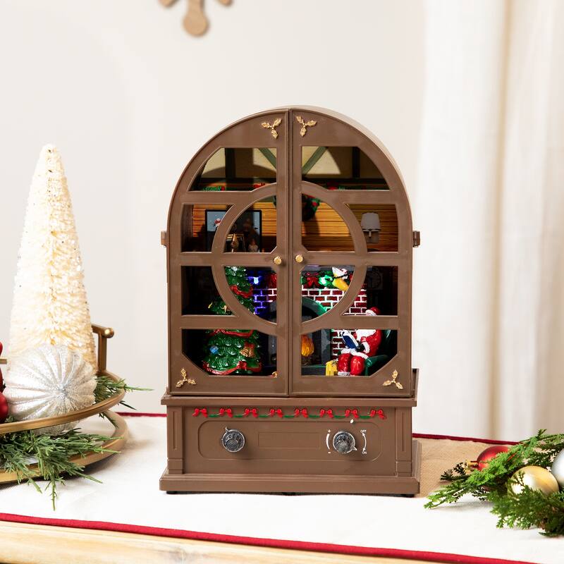 LED Lighted and Musical Retro Radio with Santa Scene Christmas Decoration - 12.5"