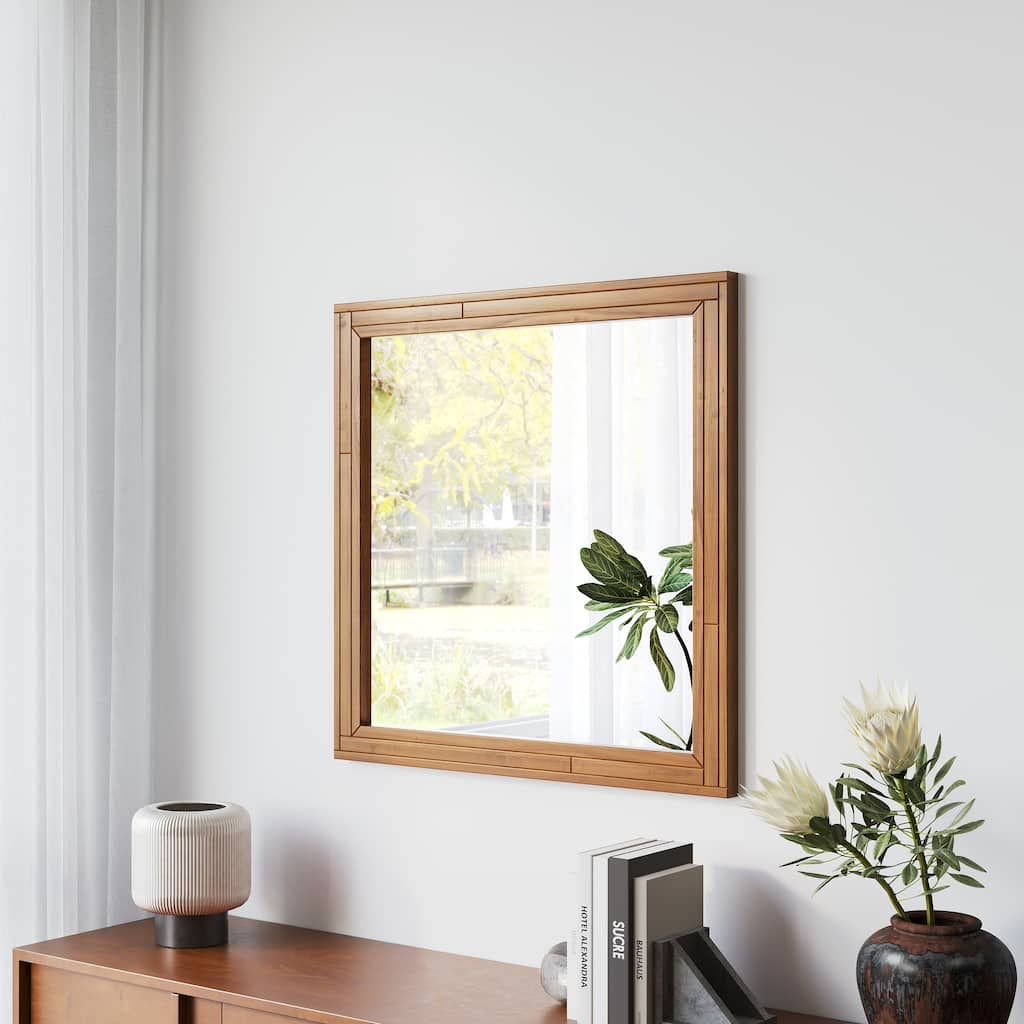 Wooden frame decorative mirror, casual style, rectangular,suitable for living room, entryway or bathroom
