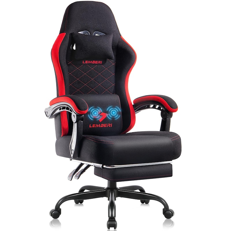 Bossin Gaming Chairs with Footrest, Big and Tall Chair 350lb Capacity, Racing Style Computer Chair with Ergonomic Lumbar Support - Red