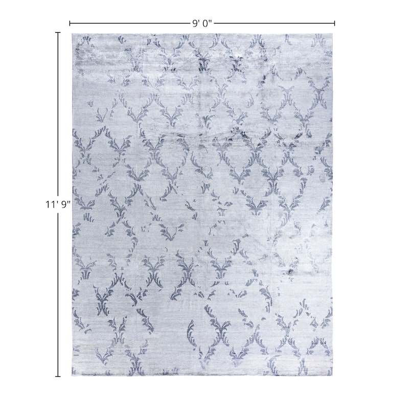 Modern One-of-a-Kind Hand-Knotted Area Rug, Gray - 9' 0" x 11' 9"