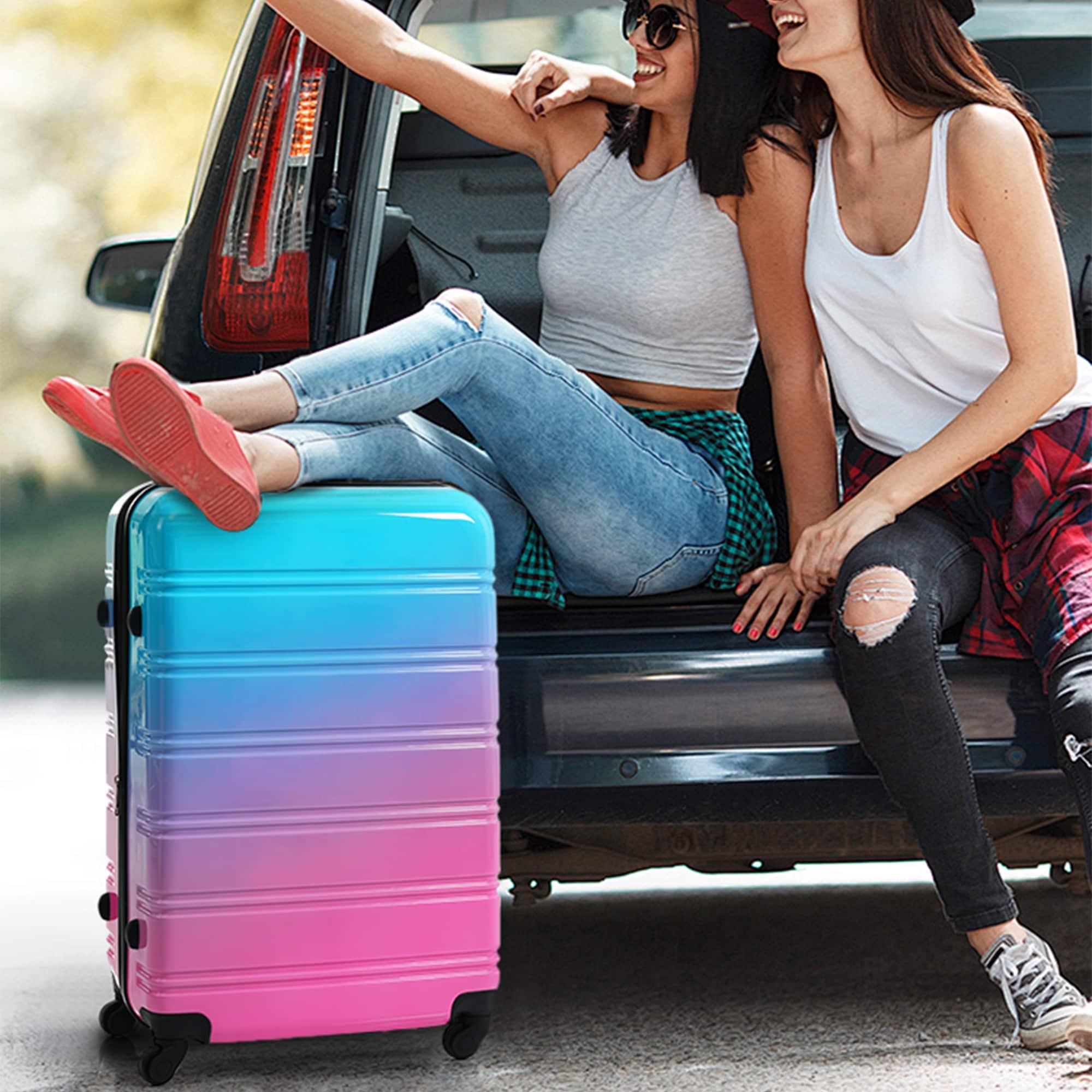 Luggage Sets 3 Piece(20/24/28) Gradient Color Suitcase with Wheels