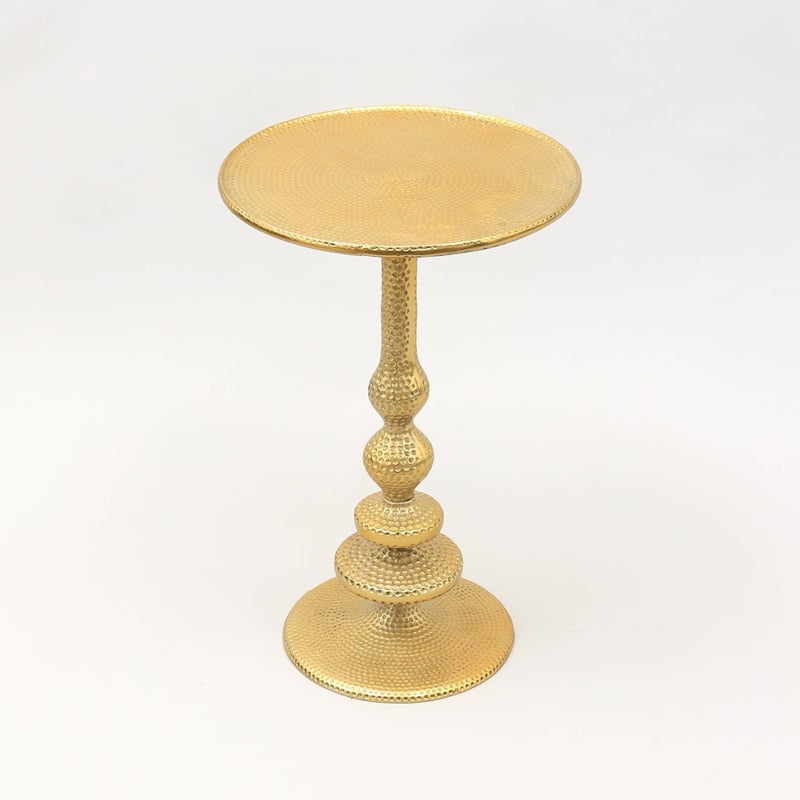 16x16x24 inch Decorative Aluminium Accent Side Table Gold Plated Finish Elegant Glamour Living Room Bedroom