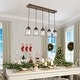 preview thumbnail 19 of 18, Farmsy Modern Farmhouse Linear Faux Wood Metal Chandelier Glass Adjustable Kitchen Island Pendant for Dining Room
