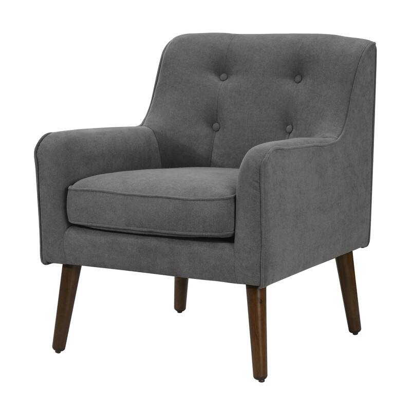 Ryder Mid Century Modern Woven Fabric Tufted Armchair - Gray