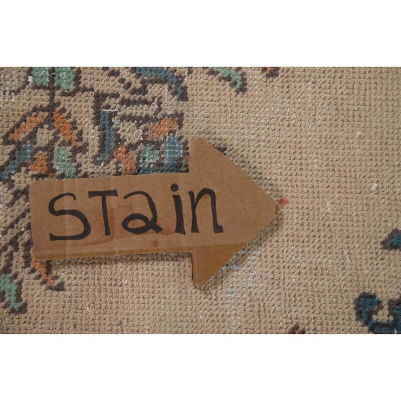 Hand Knotted Oriental 100% Wool Carpet Traditional Floral Beige & Ivories Tabriz Area Rug - 9' 6'' X 6' 7''