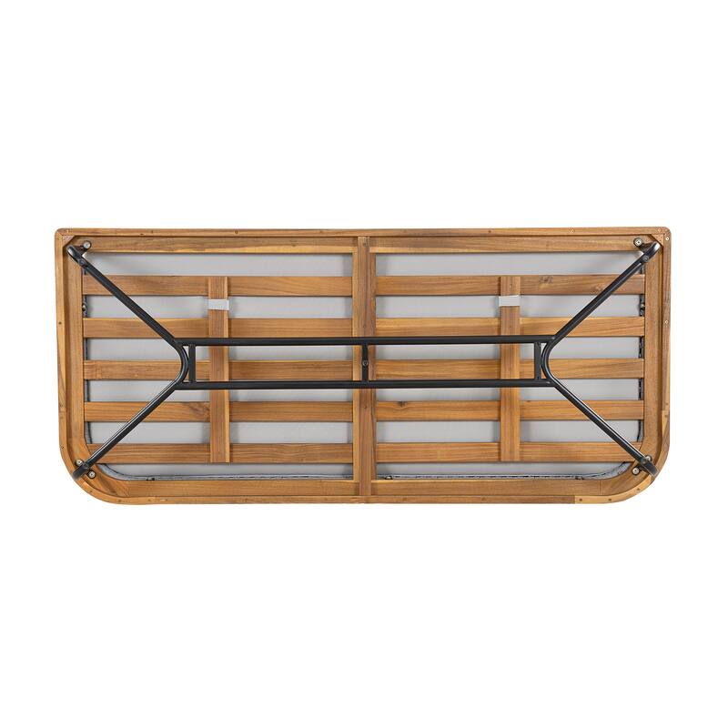 Roomfitters Outdoor Acacia Wood Rope Woven Loveseat with Coffee Table, Durable Frame and Cozy Cushions