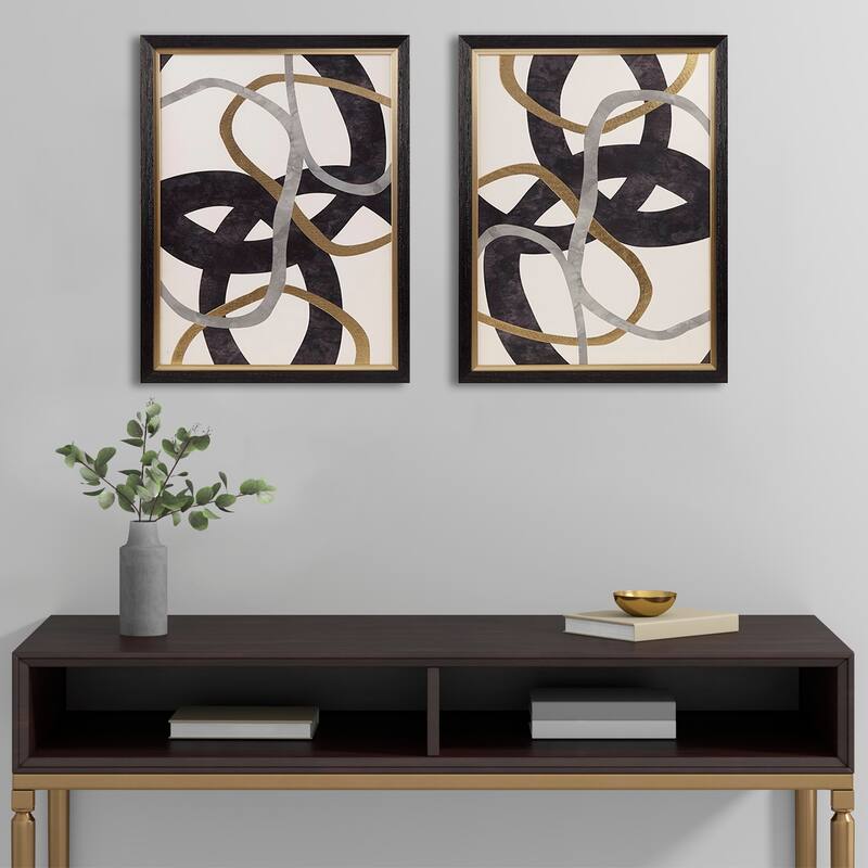 GDF Studio - Moving Midas Gold Foil Abstract 2-Piece Framed Canvas Wall Art Set