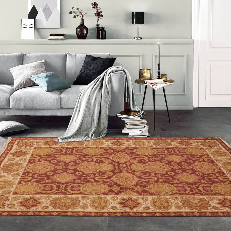 Hand Knotted Reversible Soumak Rust Tibetan Wool Traditional Area Rug - 3' 6'' x 5' 6''