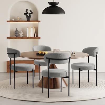 Bayville Mid-Century Curved Back Fabric Upholstered Metal Dining Chair (Set of 4)