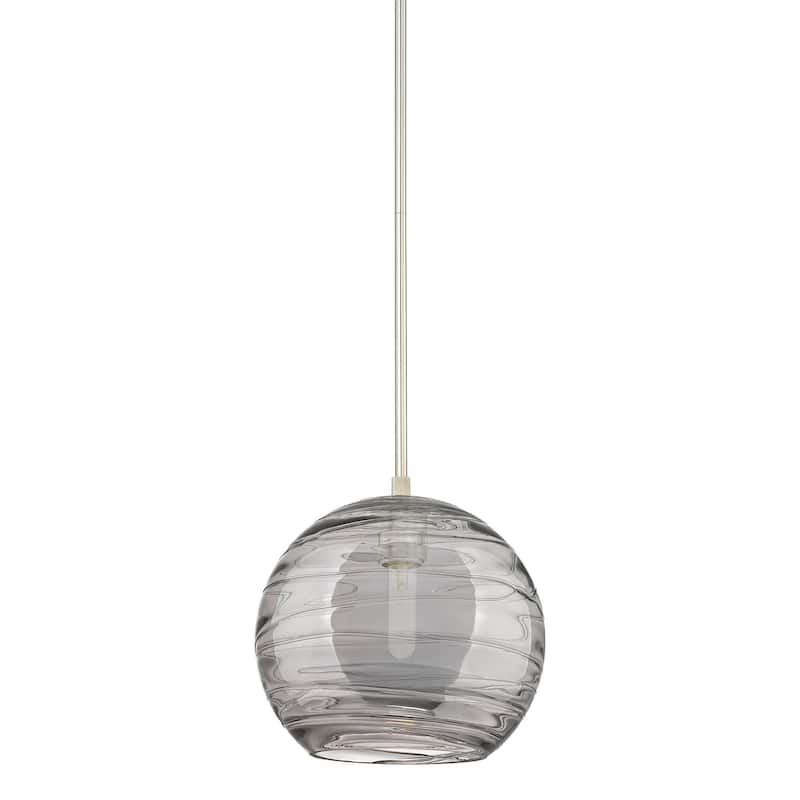 Innovations Lighting 434-1S-10-10 Crown Point Pendant Crown Point 10" - Polished Nickel / Light Smoke Deco Swirl
