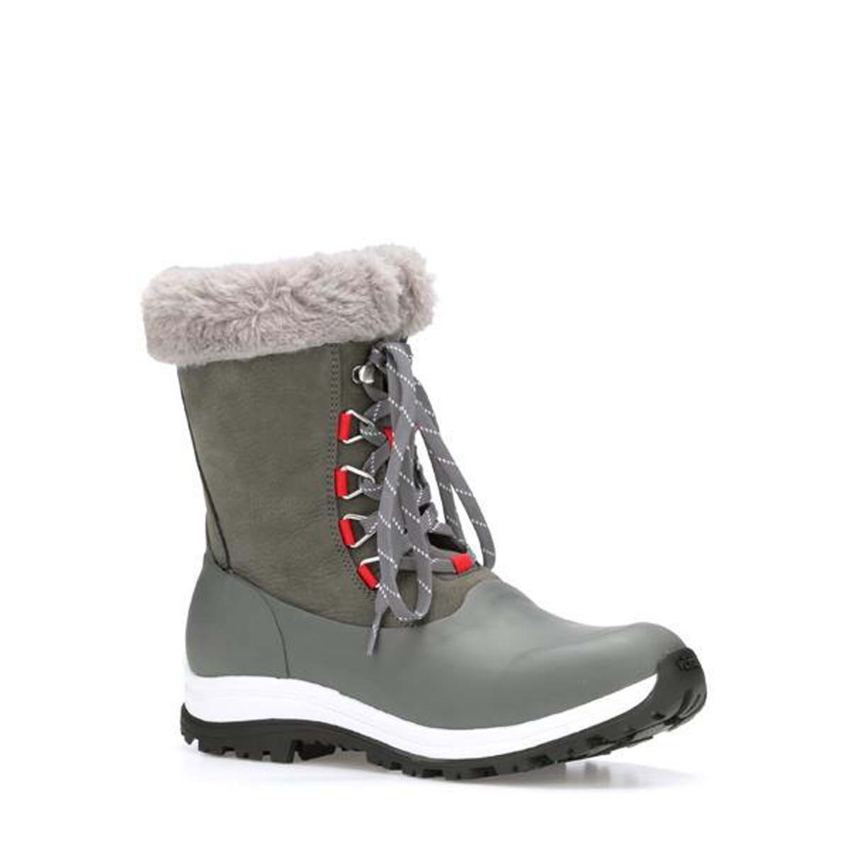 Shop Muck Boot Women S Apres Lace Gray Red Size 11 Arctic Grip Mid