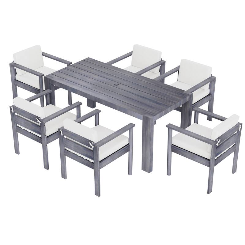 7-Piece Patio Dining Table Set for 6,Outdoor Furniture Sets with 72.8"Rectangle Table,Patio Table and Chairs Set