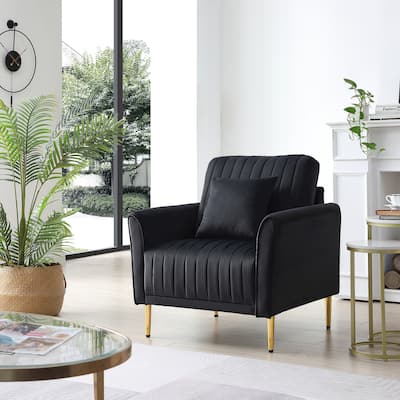 Velvet Accent Chair with Gold Legs