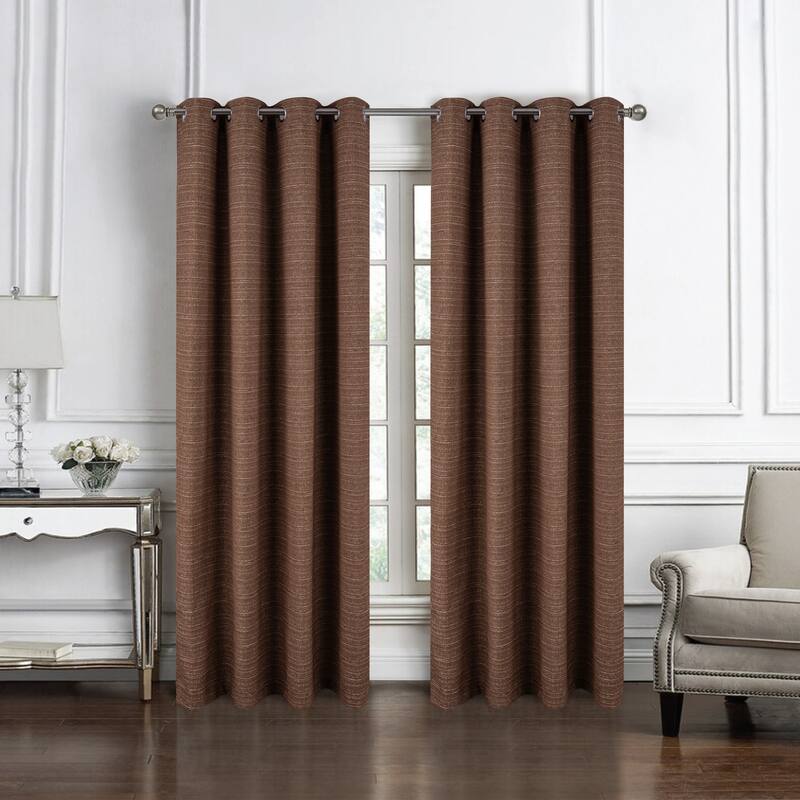 Kensington Striped Texture Window Curtain Panel 84" or 95" - 54" x 95" - Coffee