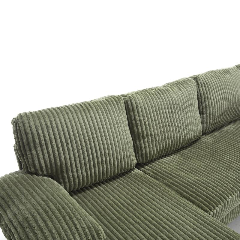 U-Shaped Modular Sectional Sofa with Double Chaise Lounge, Convertible Deep Seat Sleeper Sofa, Velvet Upholstered 4 Seater Sofa