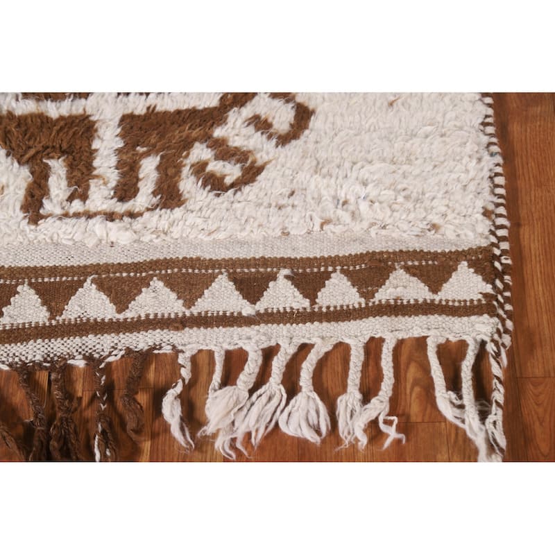 Natural Dye Anatolian Runner Rug Handmade Beige Turkish Wool Carpet - 3'2"x 11'4"